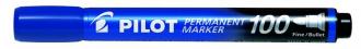 Permanentný popisovač, 1 mm, kuželový, PILOT "Permanent Marker 100", modrý
