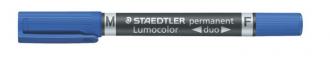 Permanentný popisovač, F/M, 0,6/1,5 mm, kuželový hrot, s 2 hrotmi, STAEDTLER "Lumocolor Du