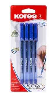 Guľôčkové pero, s uzáverom, trojuholníkový tvar, KORES, modré