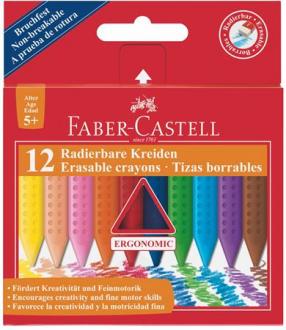 Voskovky, trojuholníkový tvar, FABER-CASTELL "Grip", 12 rôznych farieb