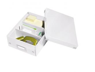 Odkladací box, organizačný, PP, kartón, veľkosť:S, LEITZ "Click&Store", biely