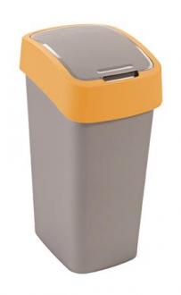 Odpadkový kôš s výklopným vekom, na triedenie odpadu, plastový, 50 l, CURVER, žltá/sivá