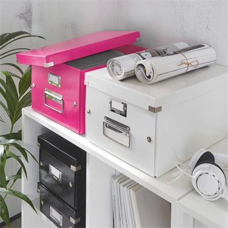 Odkladací box, A4, LEITZ "Click&Store", ružová