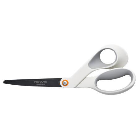 Nožnice, univerzálne, s nepriľnavým povrchom, 21 cm, FISKARS "Titanium", biela