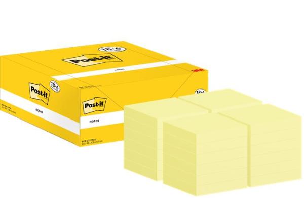 Samolepiaci bloček, 38x51 mm, 18+6x100 listov, 3M POSTIT, žltá