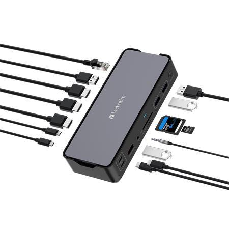 Dokovacia stanica, 15 port, USB-C host, VERBATIM "USB-C Pro CDS-15"