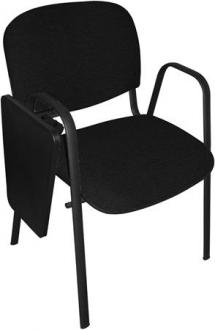. Konferenčná stolička, čierna kovová konštrukcia, so skladacím stolíkom, "Taurus", čierna