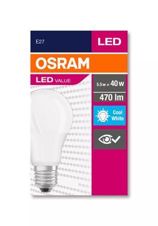 LED žiarovka, E27, guľa, A60, 5W, 470lm, 4000K (HF), OSRAM "Value" 1