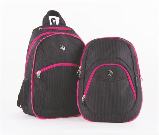 Batoh, 2v1, s priehradkou na notebook a audio konektorom, PULSE "Teens", ružová-čierna