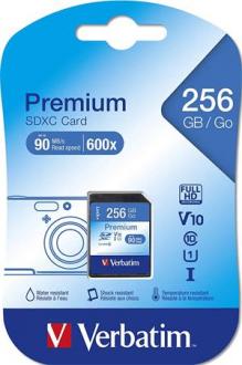 Pamäťová karta, microSDXC, 256GB CL10/U1, adapter, VERBATIM "Premium"