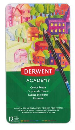 Farebné ceruzky, sada, DERWENT "Academy", 12 rôznych farieb