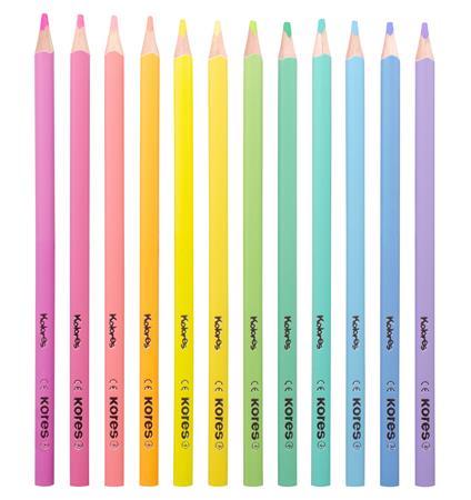 Farebné ceruzky, sada, trojhranné, KORES "Kolores Pastel", 12 pastelových farieb