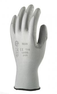 . Montážne rukavice, sivé, na dlani namočené do polyuretánu, veľkosť: 9