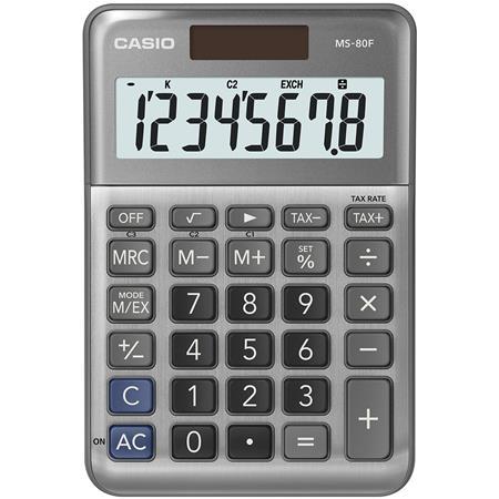 Kalkulačka, stolová, 8 miestny displej, CASIO "MS-80 F", sivá