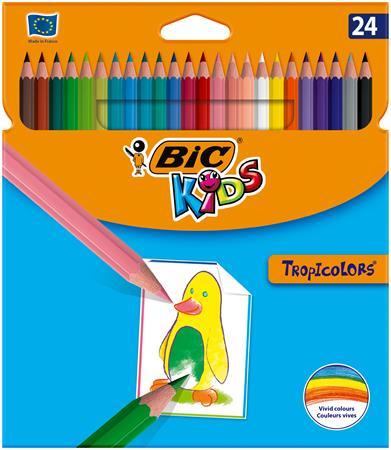Farebné ceruzky, sada, BIC KIDS "Tropicolors", 24 rôznych farieb