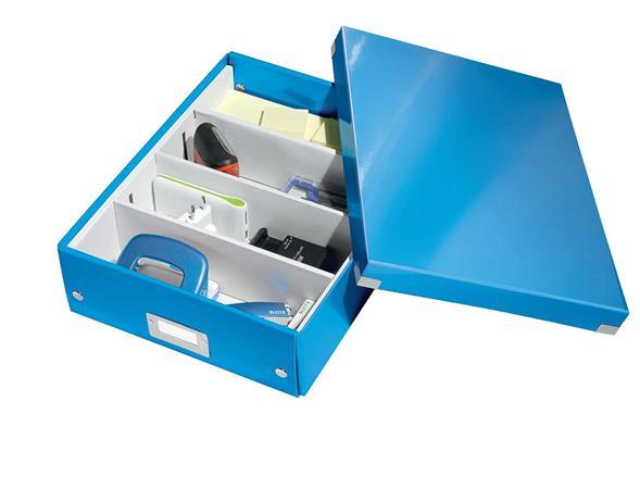 Odkladacia škatuľa, organizačná, laminovaný kartón, veľkosť: M, LEITZ "Click&Store", modrá