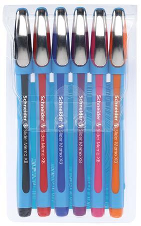 Guľôčkové pero, sada, 0,7 mm, s vrchnákom, SCHNEIDER "Slider Memo", mix farieb