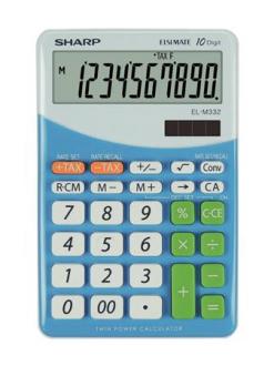 Kalkulačka, stolová, 10 číslic, SHARP "EL-M332", modrá