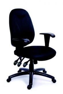 MAYAH Kancelárska stolička, s nastaviteľnými opierkami, exkluzívne čierne čalúnenie, čierny pods