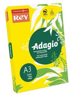 Kopírovací papier, farebný, A3, 80 g, REY "Adagio", intenzívny žltý