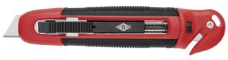Univerzálny nôž, 18 mm, s rezačkou na fóliu, WEDO "Safety", červená/čierna