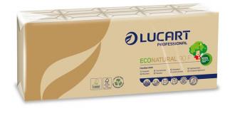 Papierové vreckovky, 4-vrstvové, 10x9 ks, LUCART "Eco Natural", hnedá