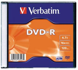 DVD-R 4,7 GB, 16x, tenký obal (AZO), VERBATIM