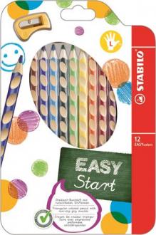 Farebné ceruzky, trojuholníkový tvar, pre ľavákov, STABILO "EasyColours", 12 rôznych farie