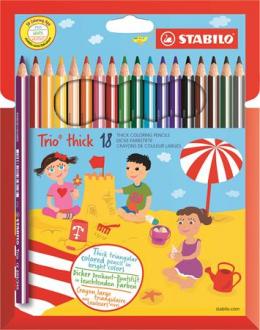 Farebné ceruzky, trojuholníkové, hrubé,  STABILO "Trio", 18 rôznych farieb