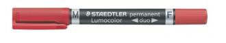 Permanentný popisovač, F/M, 0,6/1,5 mm, kuželový, s 2 hrotmi, STAEDTLER "Lumocolor Duo", č