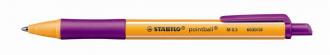 Guličkové pero, 0,5 mm, tlačidlový systém ovládania, STABILO "Pointball", fialové