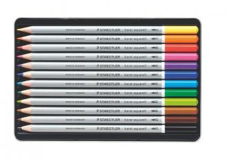 Akvarelové ceruzky, kovová krabica, STAEDTLER "Karat", 12 rôznych farieb
