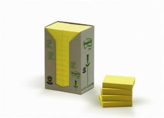Samolepiaci bloček, 38x51 mm, 100 listov, ekologický, 3M POSTIT, žltý