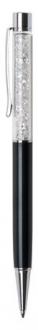 Guličkové pero, s kryštálom SWAROVSKI®,  s bielymi kryštálmi, 14 cm,  ART CRYSTELLA, čiern