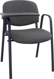 . Konferenčná stolička, čierna kovová konštrukcia, so skladacím stolíkom, "Taurus", šedá