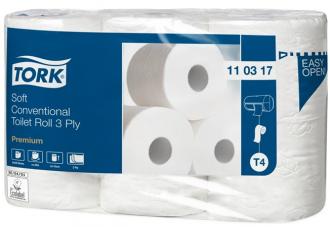 Toaletný papier, T4 systém, 3-vrstvový, 35 m, TORK "Premium", extra biely