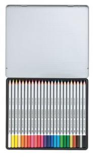 Akvarelové ceruzky, kovová krabica, STAEDTLER "Karat", 24 rôznych farieb