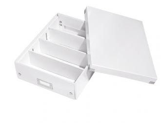 Odkladací box, organizačný, laminovaný kartón, veľkosť M, LEITZ "Click&Store", biely
