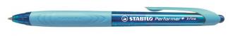 Guličkové pero, 0,38 mm, tlačidlový systém, modré telo, STABILO "Performer+", modré
