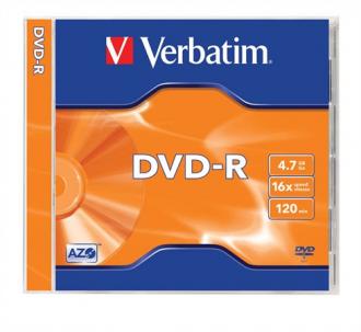DVD-R 4,7 GB, 16x, v norm obale (AZO), VERBATIM