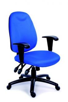 MAYAH Kancelárska stolička, s nastaviteľnými opierkami, exkluzívne modré čalúnenie, čierny podst