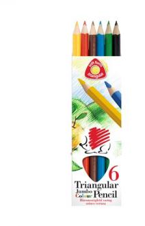 ICO Farebné ceruzky, ježko, prírodné, hrubé, trojuholníkový tvar, 6 ks/bal