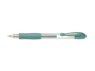 Gélové pero, 0,32 mm, tlačidlový systém ovládania, PILOT "G-2 Metallic", zelená