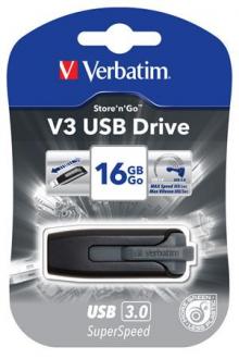 VERBATIM USB 3.0 drive, 16 GB `Store`n`Go V3 60/12 MB/sec, čierny-sivý