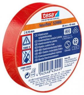 Izolačná páska, 19 mm x 20 m, TESA "Professional", červená