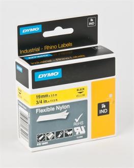 Páska do štítkovača, flexibilná, 19 mm x 3,5 m, DYMO "Rhino", žltá-čierna