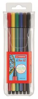 Popisovač, 1 mm, STABILO "Pen 68", 6 rôznych farieb