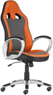 . Manažérska stolička, čalúnenie-  mesh a koženka, plastový podstavec, "OREGON", sivá-oranžo