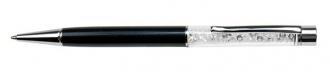 Guličkové pero, s kryštálom SWAROVSKI®,  s bielymi kryštálmi, 14 cm,  ART CRYSTELLA, čiern