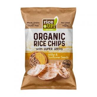 Ryžové chipsy, 25 g, RICE UP "Bio", pšeno a slnečnicové semienka